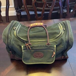 Vintage ORVIS BATTENKILL 25" Green Canvas Leather Duffle Bag - EUC